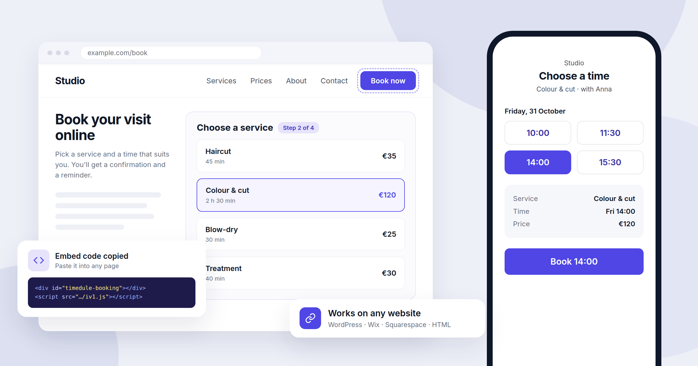 Kuidas lisada oma kodulehele broneerimisnupp (WordPress, Wix, Squarespace ja tavaline HTML)